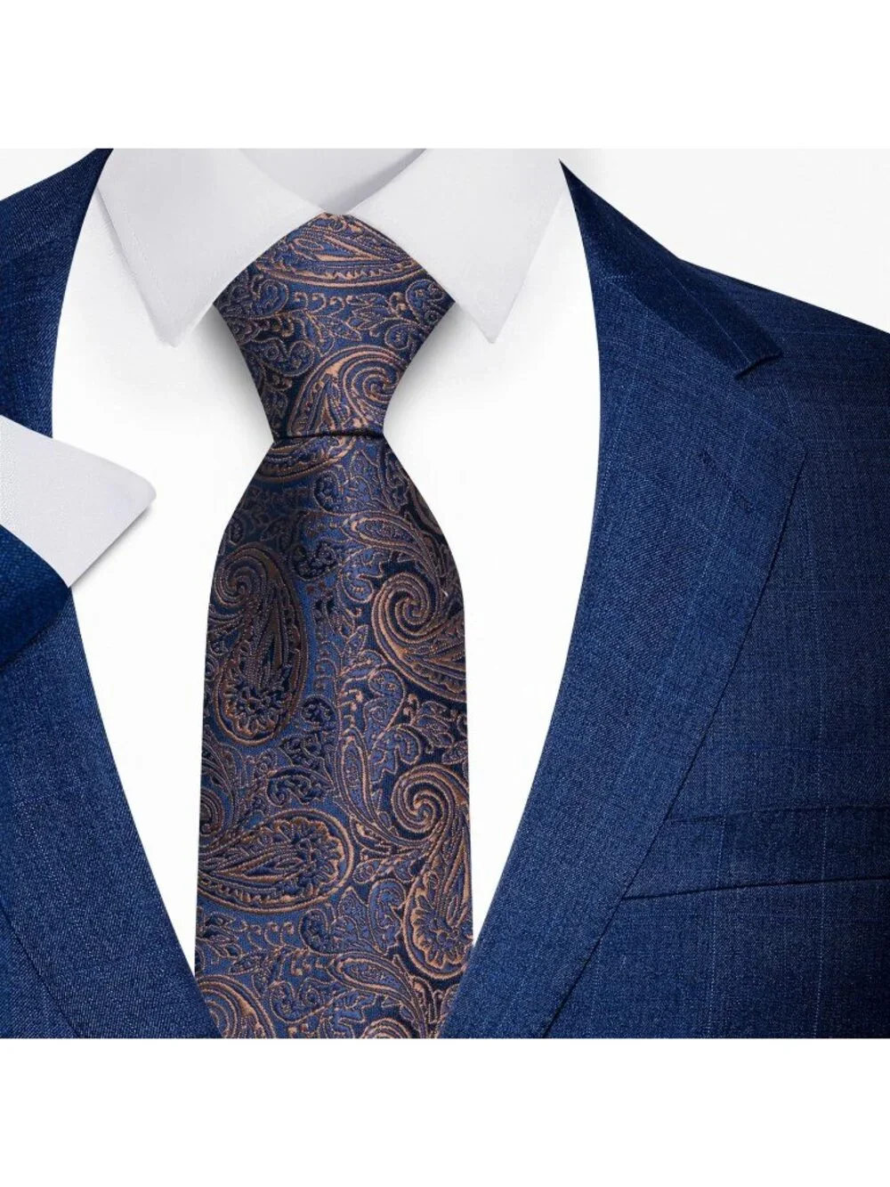 Men's Purple & Gold 100% Microfiber Paisley Jacquard Formal Necktie For Business